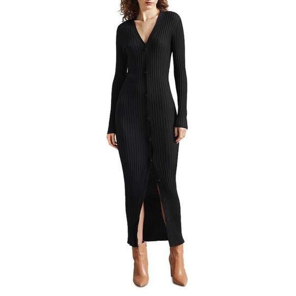 Ted Baker Dresses & Skirts - NEW Ted Baker Nardaa Longline Cardigan Dress Ribbed MEDIUM Black Viscose